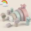 Colorful Wooden Rainbow Animal Building Blocks Educational Toy For Children Ages 4-6