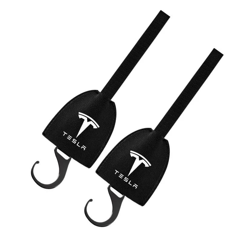 Center Hub Cap Leather Car Seat Back Hooks Hanging Bag Rack Interior Goods for Tesla Model 3 X Y 2016-2020 Decals TM3 TMX Decal