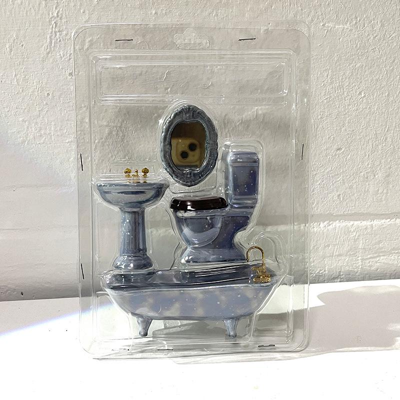 1:12 Scale Miniature Ceramic Bathroom Set - 4-Piece Dollhouse Fixtures