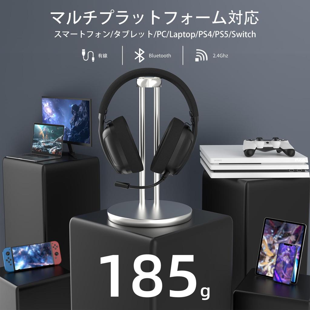 ATTACK SHARK L80 Gaming Lightweight Wireless 20mS Low Wireless 40mm Stereo Surround Pluggable Compatible with Black Over-Ear Headphones, Headset,