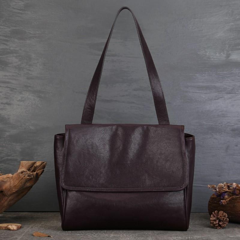 Johnature Genuine Leather Women's Bag Large Capacity Tote Bag Simple Commuting Soft Cowhide Shoulder Bags