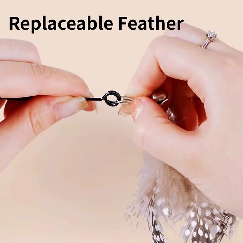Interactive Cat Wand Toy with Feather Attachment Durable Handle Flexible Wire Design for Indoor Pet Play Exercise