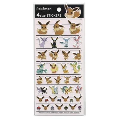 Kamio Japan Pocket Monster 4 Size Stickers Eevee Friends 007344