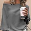 Women Sweater Off Shoulder Raglan Sleeve Pullover Knitted All Match One Shoulder Top for Daily Wear