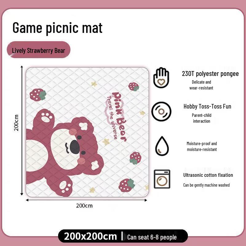 

Handoon Lively Strawberry Bear Outdoor Picnic Mat