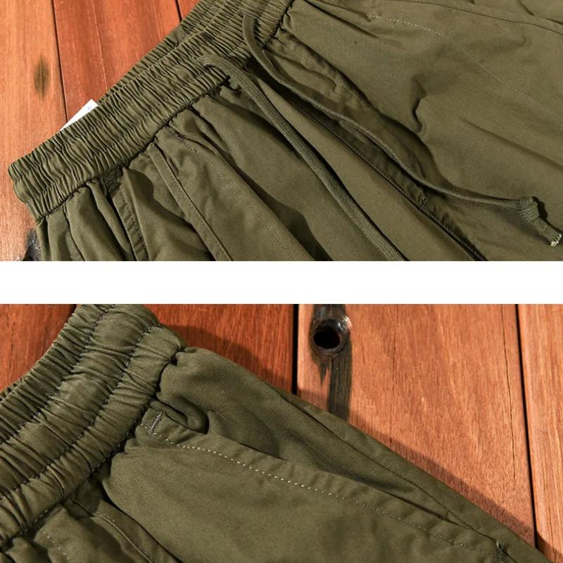 Zimní teplé kalhoty pro muže High Street ležérní khaki cargo kalhoty bavlna stahovací šňůrka elastický pas fleecové volné kalhoty mládežnická móda pánské kalhoty