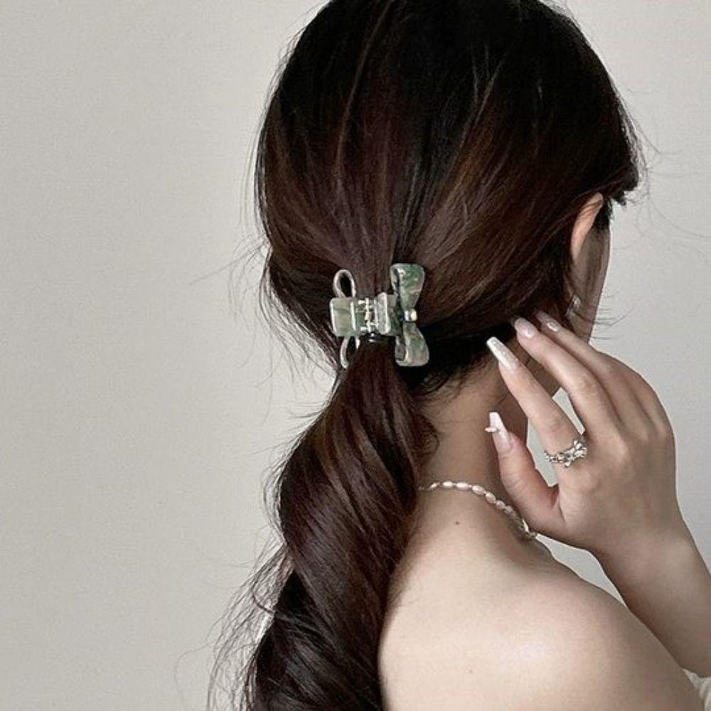 

Элегантный бант для волос с когтями, нескользящая заколка для волос с уксусной кислотой, квадратная заколка для волос со стразами, пляжная Style E