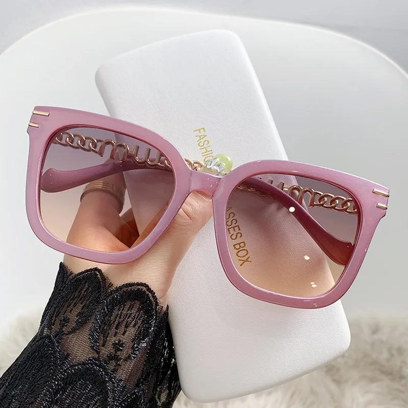 Fashion Vintage Large Frame Sunglasses Trendy Black Sunglasses for Men Women's Shades Sunglasses Women Travel UV400 Gafas De Sol