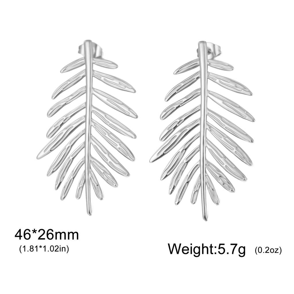 Cazador Exaggerated Leaves Stud Earrings Gold Color Stainless Steel Waterproof Earrings for Women Jewelry Party Birthday Gift