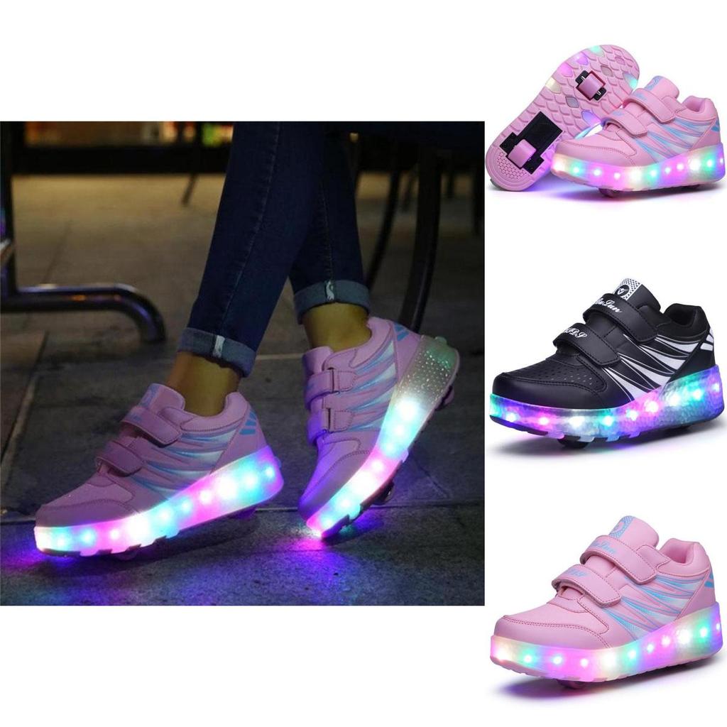 Chaussures LED de Qualité Premium avec Roues Patins à Roulettes Lumineux en Maille Baskets Homme Femme