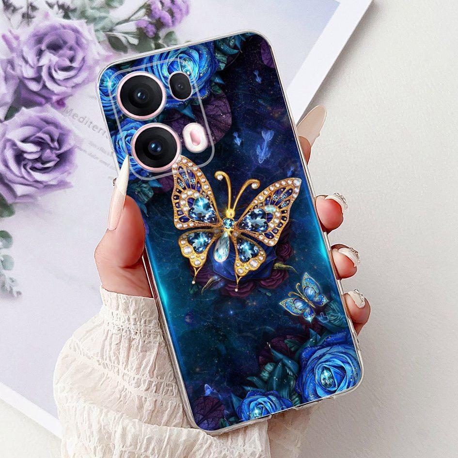 For OPPO Reno13 Pro 5G Case CPH2697 Fashion Flower Butterfly Soft Silicone Phone Cover For OPPO Reno 13 CPH2689 Reno13Pro Bumper
