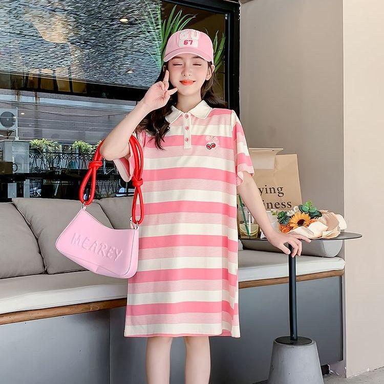 Girls Summer Korean Style Lapel Polo Dress 2026 for Older Children 120 cm