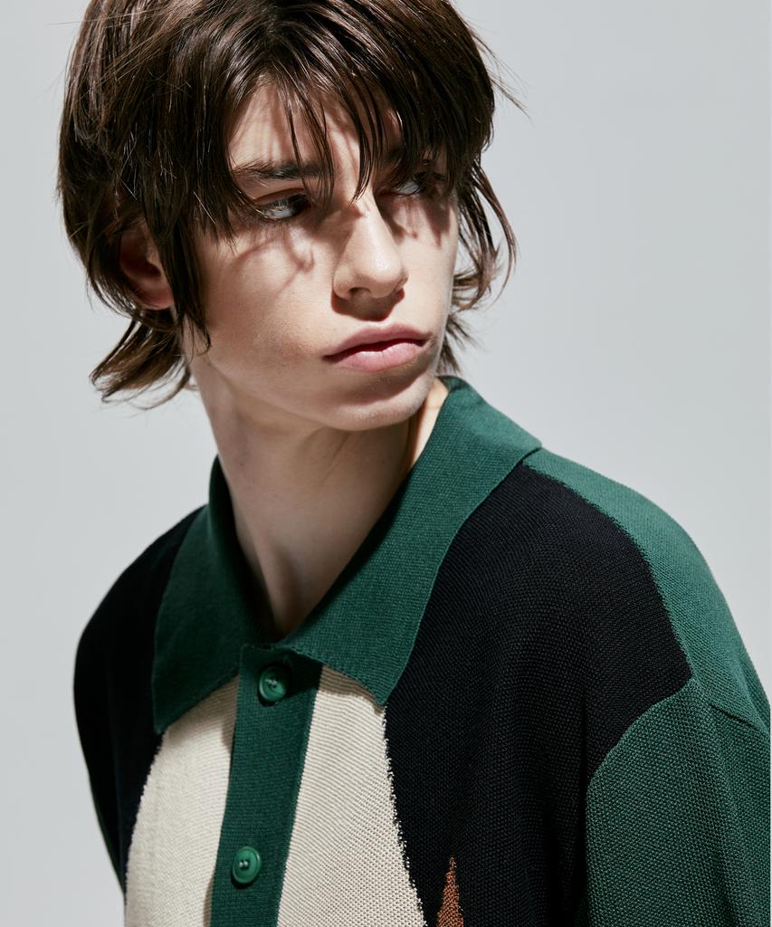 Ssy Poker Diamond Half Knit Cardigan Green