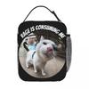 Rage Is Consuming Me Funny Cat Kitten Meme Humor Lunch Bag Casual Lunch Box Portable Insulated Thermal Lunch Bags Cooler Bag