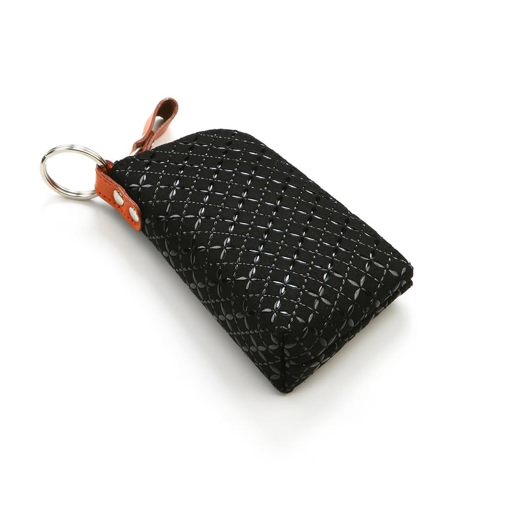 Inden HISOCA Hisoka Traditional Craft Koshu Inden Deerskin Lacquer Original Brand Key Case Black with Black Lacquer and Shippo Pattern [Inden-ya]