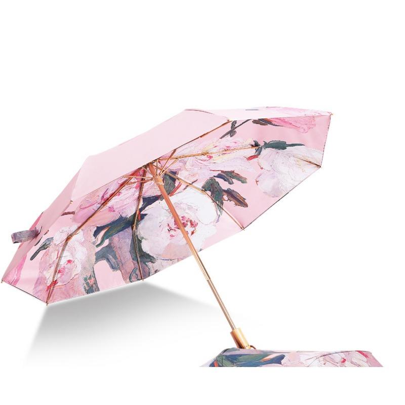 New Small Fresh Manual Umbrella Double-sided Color Parasol Three-fold Sunscreen Sun Umbrella for Both Weather and Rain