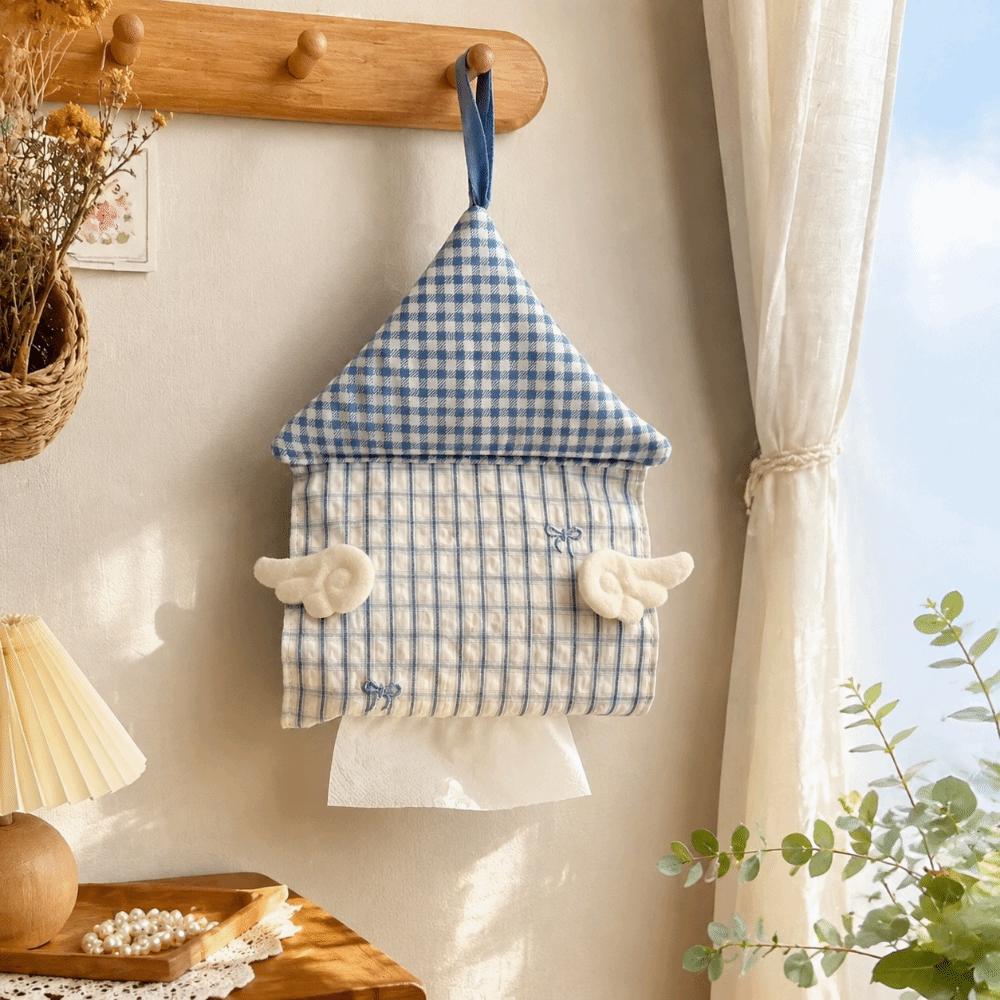 Wings Tissue Box Cover Stripe Grid Napkin Holder Decorative Hanging Tissue Holder Bathroom