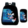Straight Hair Animation Digital Printing Children'S Two-Piece Set Backpack Pencil Bag Primary And Secondary School Schoolbag
