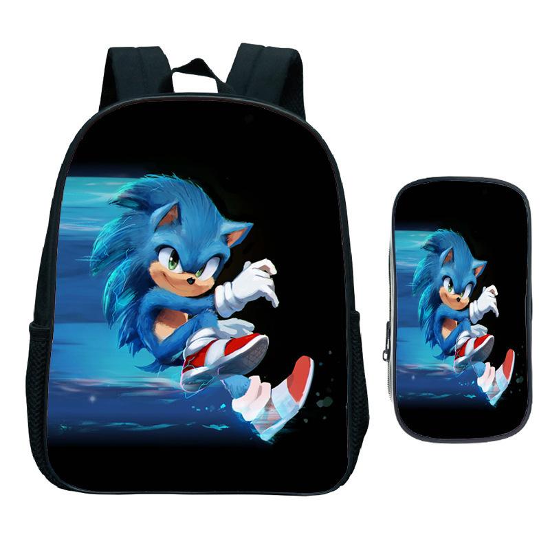 Straight Hair Animation Digital Printing Children'S Two-Piece Set Backpack Pencil Bag Primary And Secondary School Schoolbag