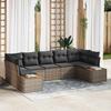 7 Piece Grey Poly Rattan Garden Sofa Set with Cushions and Storage