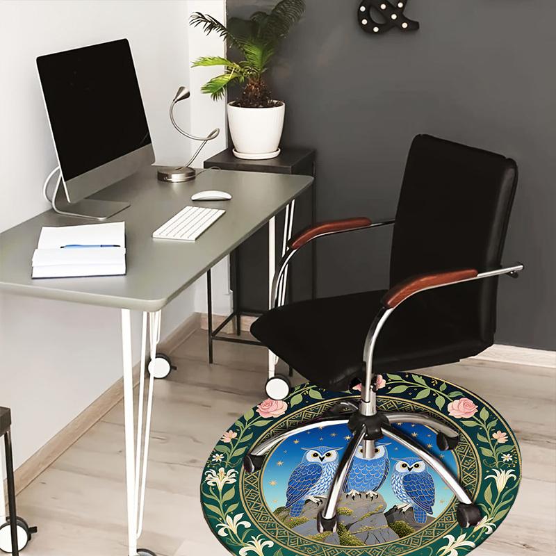 

1pc Carpet Chair Mats Blue Owls Night Garden Artwork Perfect for Decorating Chairs, Polyester Carpet, for Living Room.YDT679 80cm by 80cm