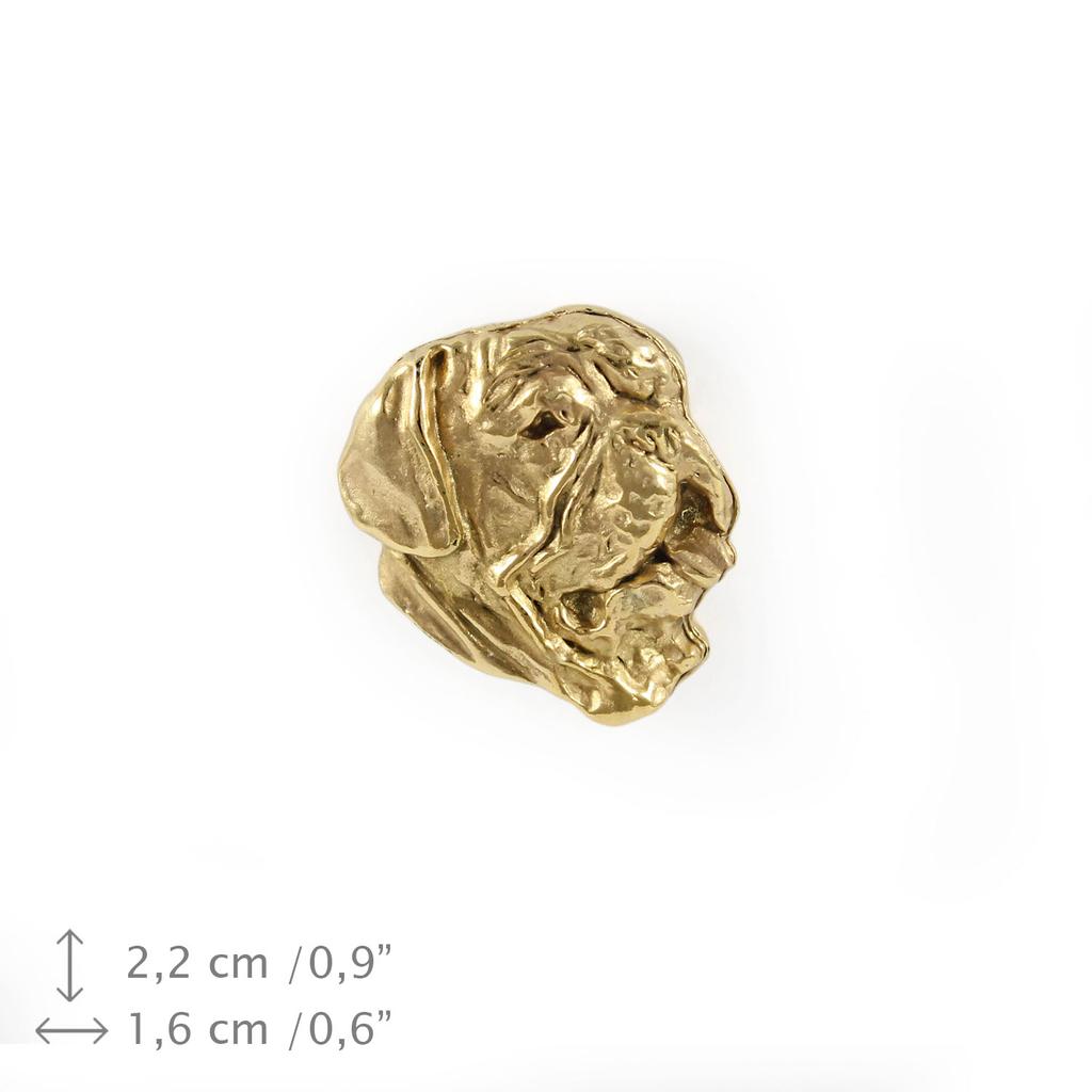 Dogue de Bordeaux, French Mastiff, Bordeauxdog - Dog brooch in decorative box, elegant gold-plated pin, Art-Dog brand jacket pin