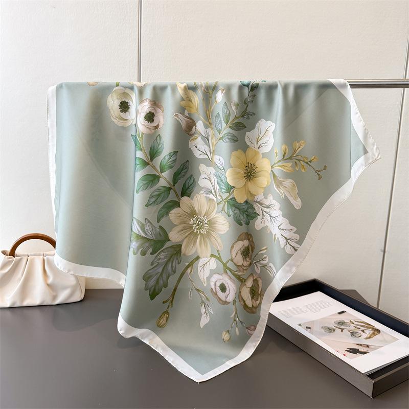 2026 New Luxury Design Square Silk Scarf Women 70*70cm Bandana Soft Hair Band Wrap Hijab Neckerchief Hairband Headband Foulard