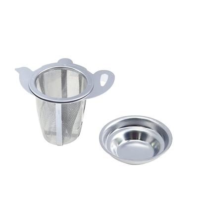 1 Set Stainless Steel Tea Strainer Infusers with Drip Bowl Fine Mesh Tea Infuser Basket Sitting In Mugs Tea Steeper