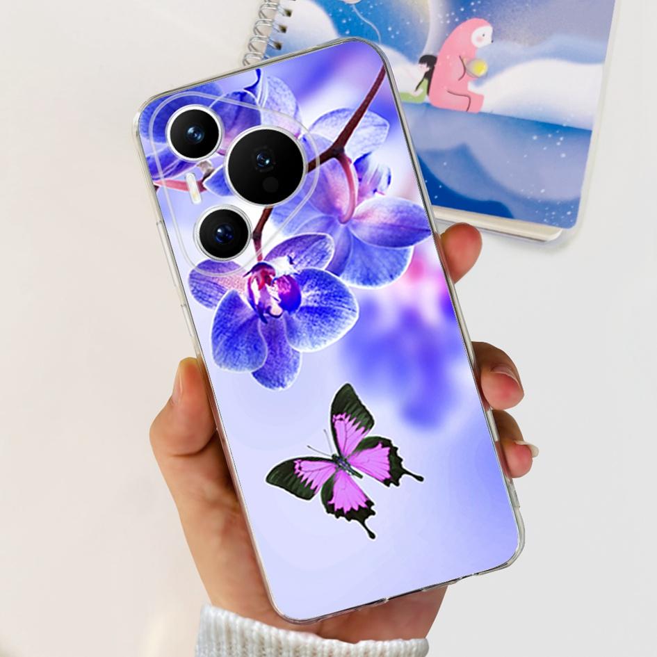 For Huawei Pura 70 Pro Plus Case Fashion Flowers Clear Soft Silicone Shockproof Phone Cover For Huawei Pura 70 Pro Pura70 Bumper