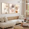 3pcs Frameless Minimalist Wall Art Flowers,Modern Home Decor Geometric Posters Abstract Beige Fashion,Bohemian Wall Decoration