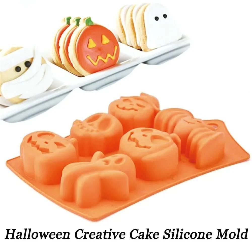 Halloween Silicone Cake Mold Pumpkin Mold Ghost Hat Skull Chocolate Food Baking Tray Mold Cookie Biscuit Cake Baking Mold