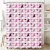 Valentine's Day Shower Curtain Set: Love Cats Pink Floral Design for Bathroom Decor Perfect Gift Idea (36x72)