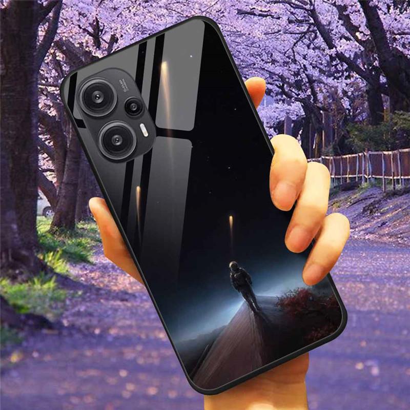 For Xiaomi Poco F5 5G / F5Pro Case Tempered Glass Lake Moon Hard Phone Cover for POCO F5 Pro Capas Funda on PocoF5 Luxury Coque