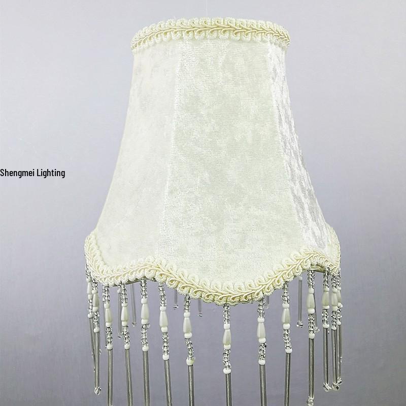 European Crystal Chandelier Fabric Lampshade, Clip-On, E27 Large Base, E14 Candle Bulb, Wall Light Shell Shade