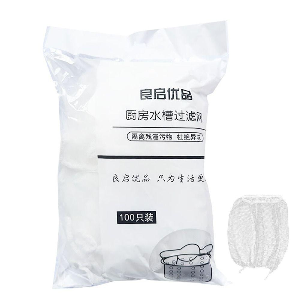 100Pcs/Bag Stretchable Disposable Filter Screen Disposable Sink Strainer Bag  Dishwashing Sink