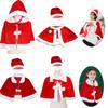 Christmas Adult Kid Cape With Hat Santa Claus Velvet Red Short Hooded Xmas Cloak