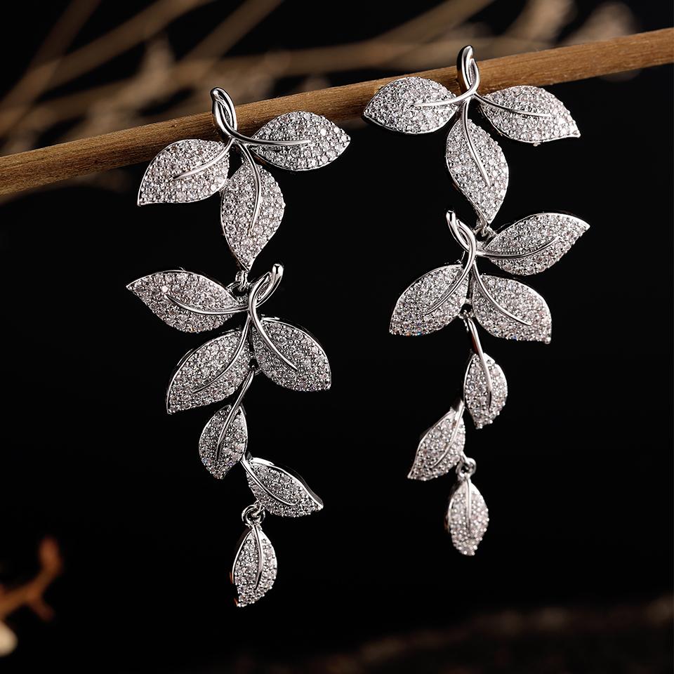 ZAKOL Clearance AAA Cubic Zirconia Wedding Bridal Dangle Earrings for Women Shiny Zircon Luxury Party Zircon