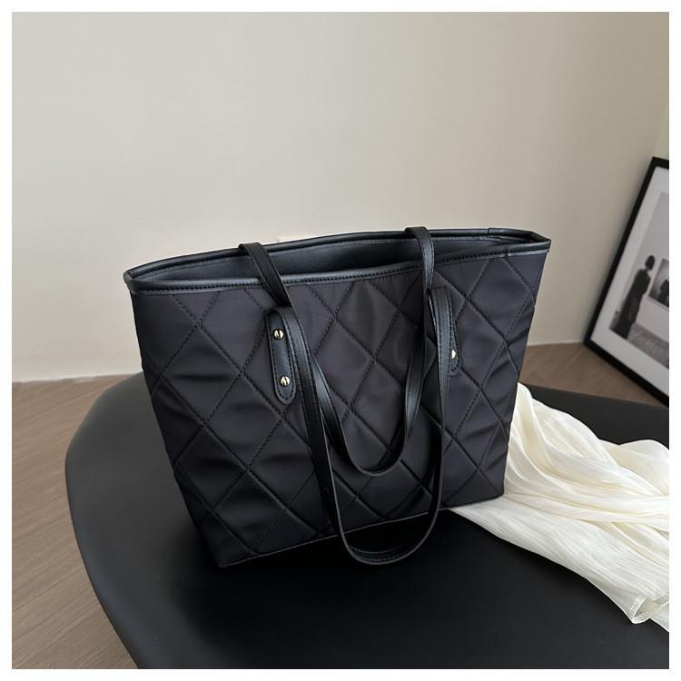 Spacious Nylon Quilted Tote Bucket Bag For Women Stylish 2024 Commuter And Casual Use
