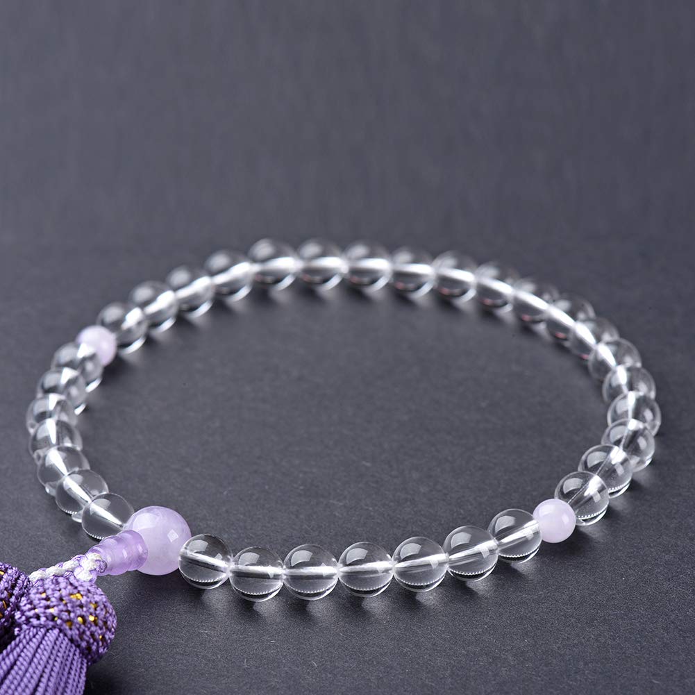 Women's Prayer Beads, Genuine Crystal and Fujiun Stone with Silk Tassel, Informal Prayer Beads, Recitation, Funeral, Memorial Service, Buddhist