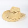 Hot-selling Hollowed-out Panama Straw Hat Women's Retro Straw Woven Western Cowboy Hat Men's Summer Sunscreen Beach Hat