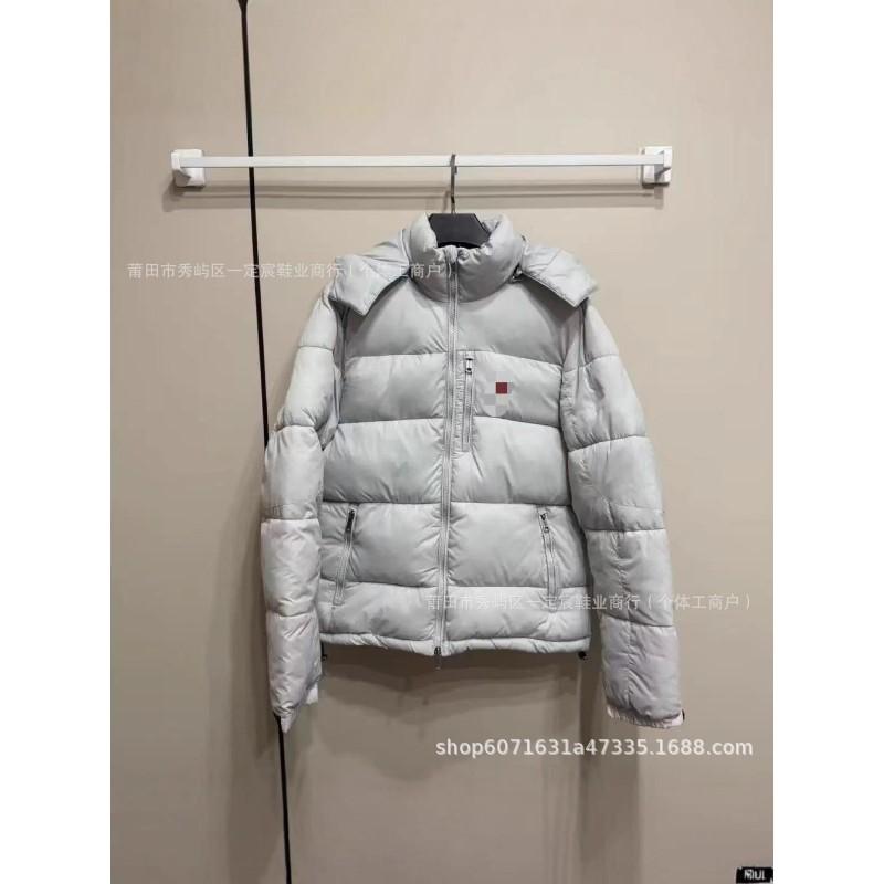 Unisex Kapuzen-Baumwoll-Pufferjacke Warmer dicker Wintermantel Mit Stickerei Lockerer Schnitt Stehkragen Reißverschluss Vorne