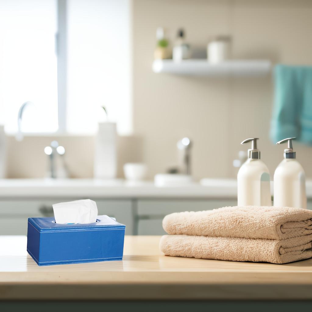 Držák na box na papírové kapesníky z umělé kůže, obdélníkový stolní úložný box pro domácí dekoraci - vhodný do kuchyně, ložnice, obývacího pokoje, jídelny