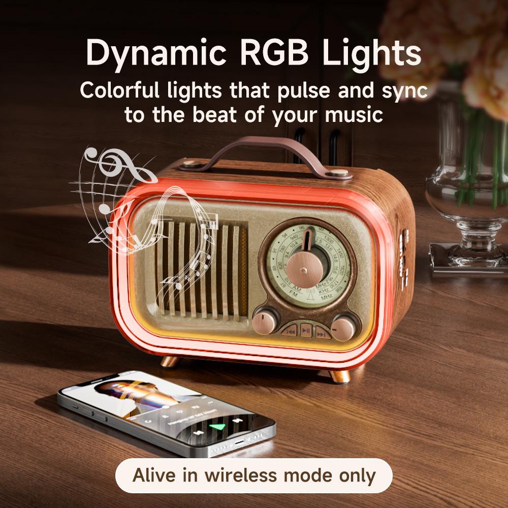 Retro Multifunctional Bluetooth Speaker with Radio, Portable Wireless Outdoor and Home Audio, Multi-band, Card Compatible.
