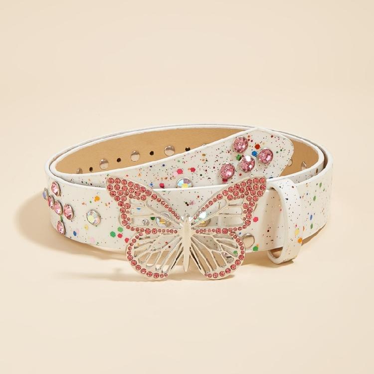Western Shinning Buckle Belt Butterfly Adjustable Buckle Belt for Skirt Jeans