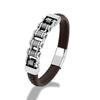 Punk Men Biker Chain Braided Genuine Leather Bracelet Stainless Steel Magnetic Buckle Bracelet Gifts Homme Pulseras
