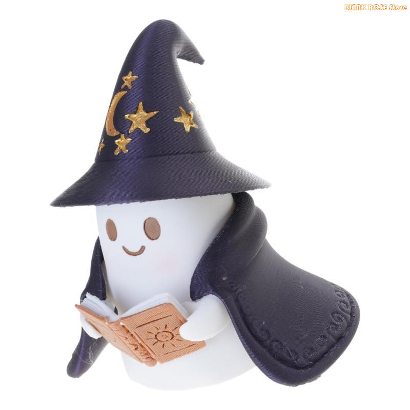 K1AE Ghostly Wizard Reading Book Nightlight Halloween Decors Warm Glows Lamp Resins Craft Ornament Homes Accent Gift Giving