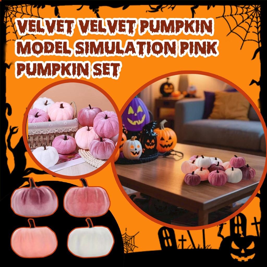 12pcs Velvet Flannel Pumpkin Model Simulation Pumpkin Set Halloween Ornaments Christmas Decorations