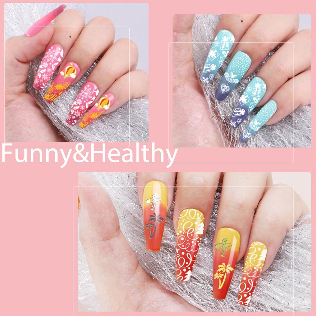 Biutee Nail Image Plate Set Color Gel Nail Stamp Kit 12 Nail Stamp Plates 8ml Nail Stamp Gel Set 1 Stamp 2 Replacement Stamp Heads Nail Design Nail