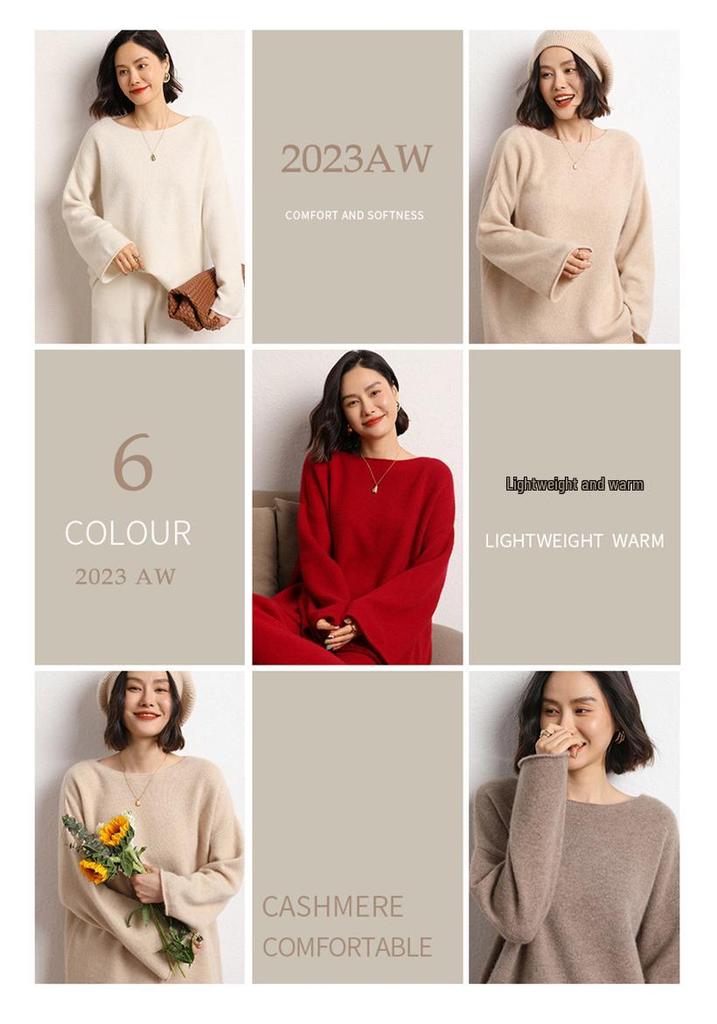 Autumn/Winter 2026 Women's Cashmere One-Shoulder Loose Pullover Sweater