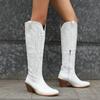 Women's Western Cowboy Boots Embroidered Tall Cowboy Boots, Vintage Thick Heel Side Zip Country Knight Boots